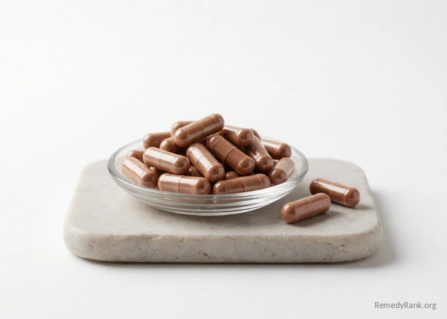 Small reddish-brown capsules.