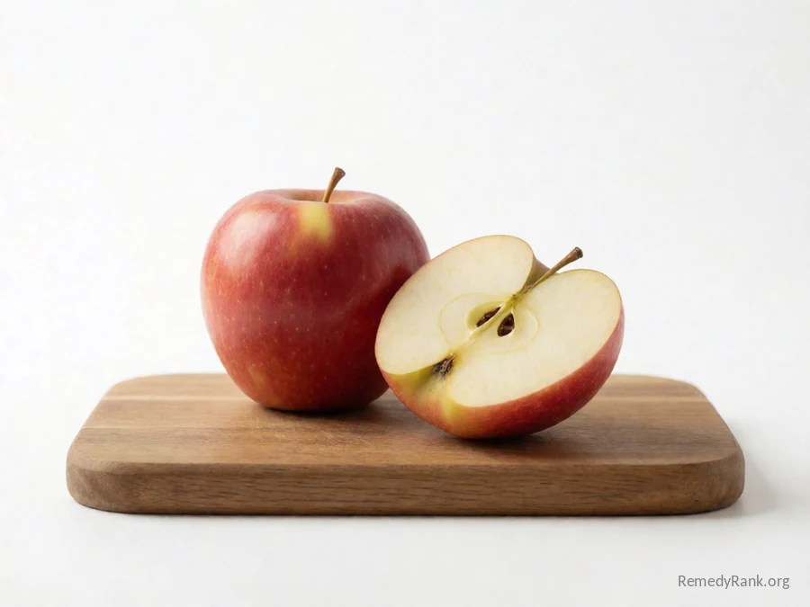 A whole red apple beside a halved apple showing its core.