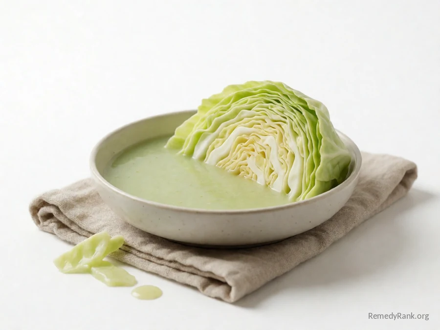 Pale green cabbage juice beside wedges of raw cabbage.