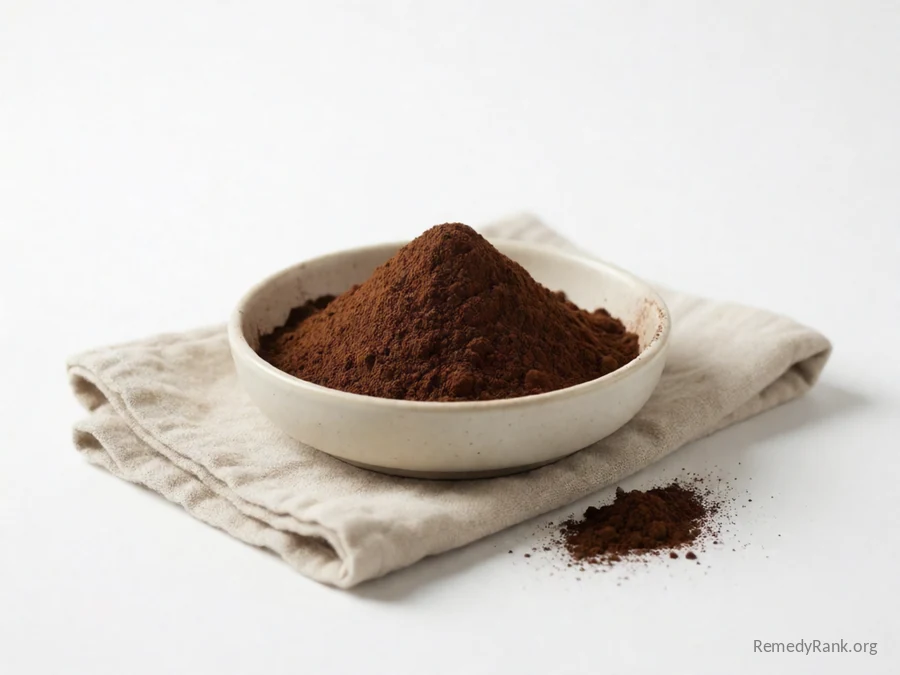 A mound of fine dark brown carob powder.