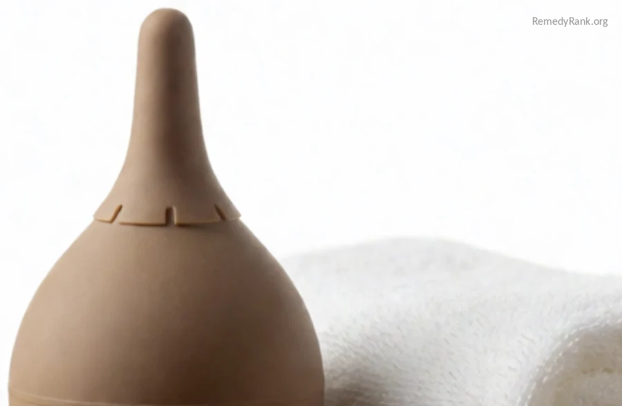 A rubber bulb syringe resting beside a folded white towel.