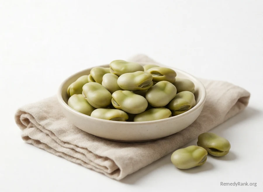 Shelled fava beans with their pale green skins.