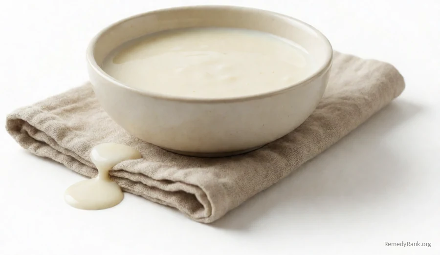 A pour of pale creamy goat's milk.