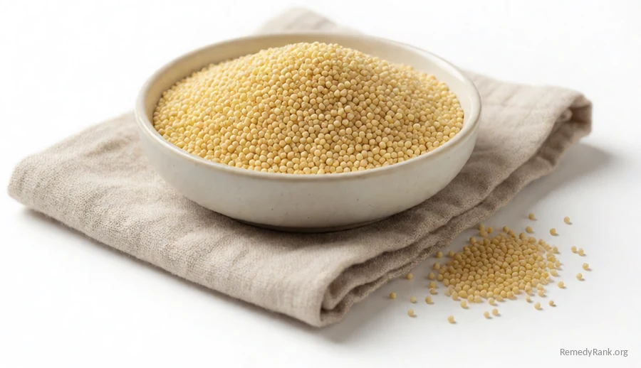 A small pile of tiny golden-yellow millet grains.
