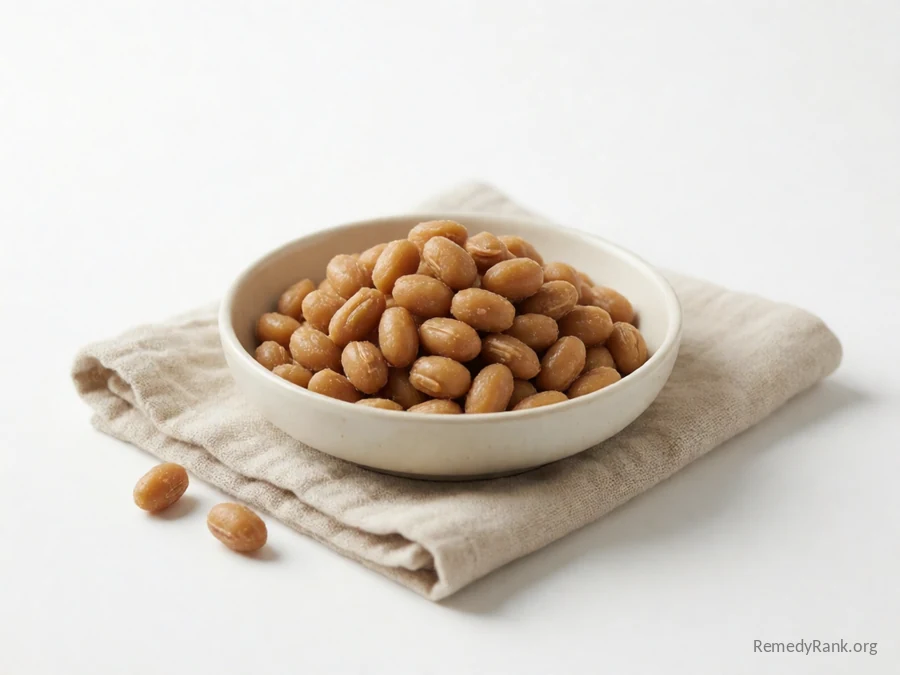 Sticky, stringy brown natto beans.