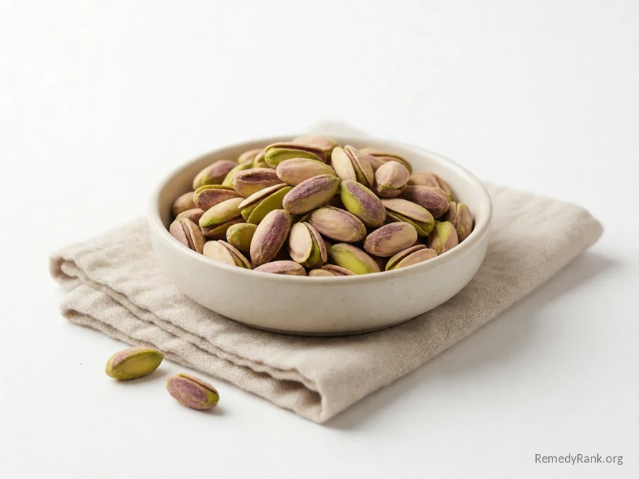 Shelled pistachios with their pale green kernels.