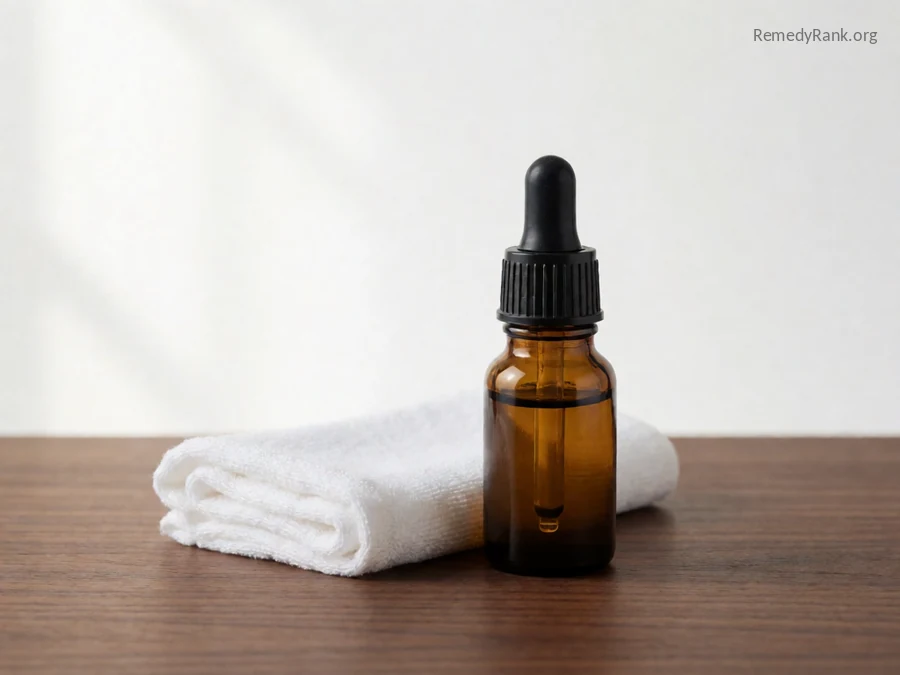 A small brown glass bottle of clear liquid with a brush applicator cap.