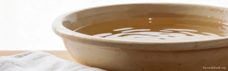 A shallow round basin filled with warm water sits beside a neatly folded white towel.