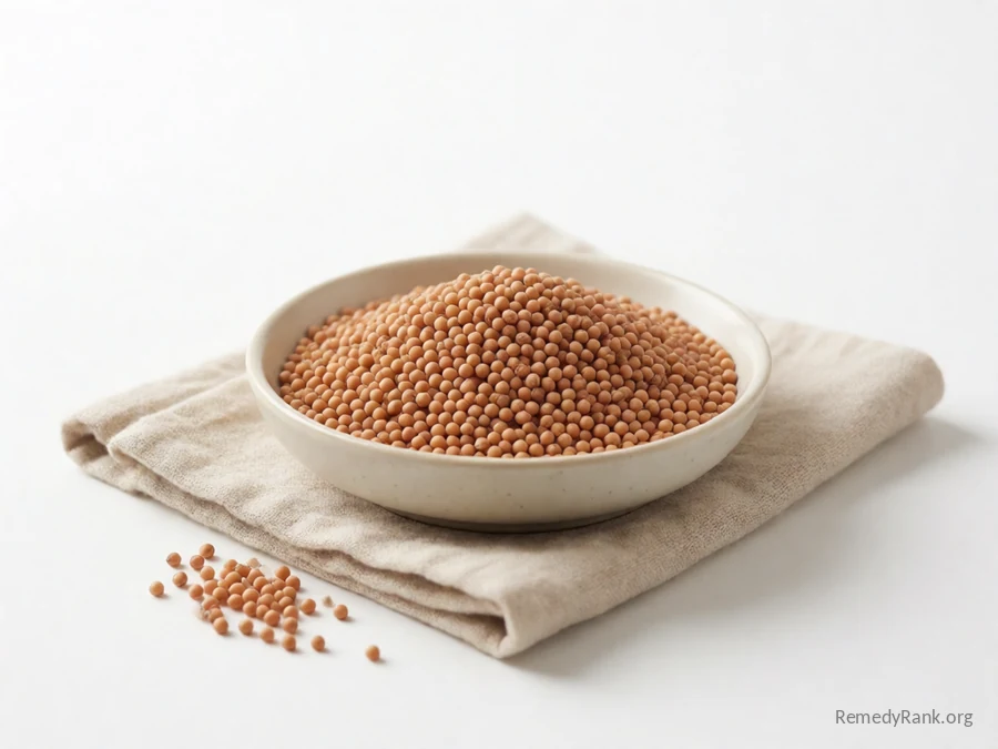 A small pile of round, reddish-tan sorghum grains.