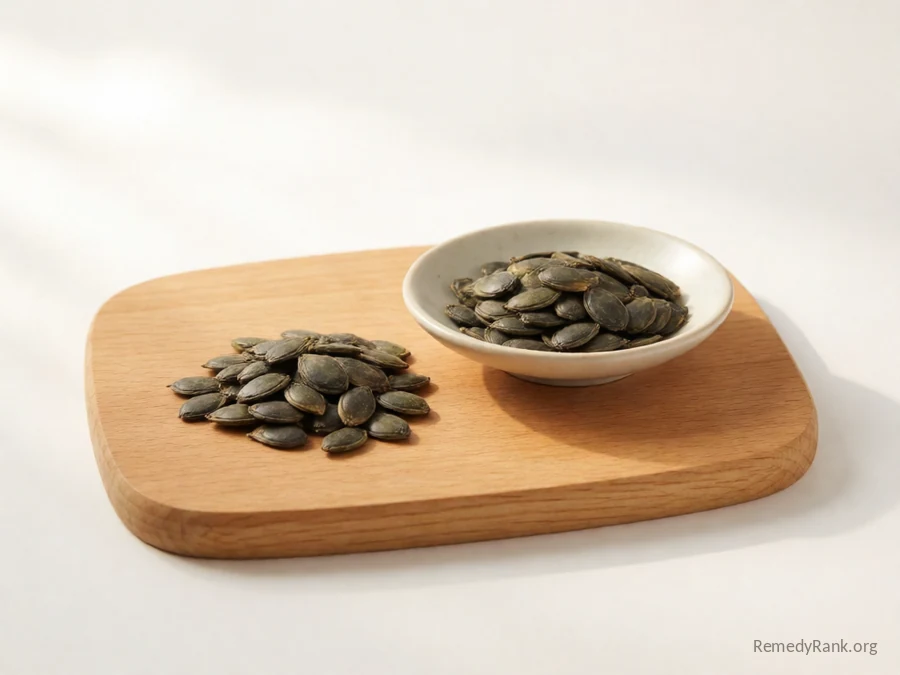 Watermelon seeds beside a dish of dried crushed watermelon seed tea.